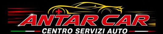 Logo ANTAR CAR in rosso, giallo e bianco su sfondo nero con la scritta “CENTRO AUTO SRL” sotto.