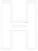 White outlined capital H with a horizontal dash in the center on a light background