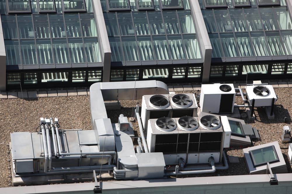 An Aerial View Of An Air Conditioning System On The Roof Of A Building — Bear Air Conditioning In Bateau Bay, NSW
