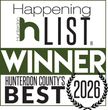 Hunterdon Happening H List Winner, Hunterdon County’s Best 2026 badge in green, black and white
