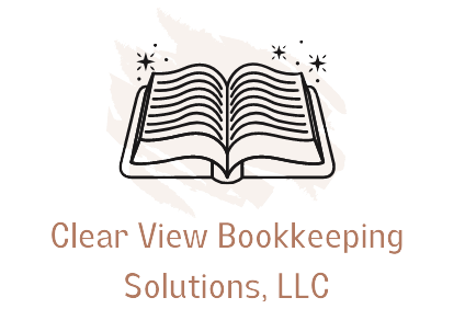 Clear View Bookkeeping Solutions A logo for clear view bookkeeping solutions llc shows an open book.