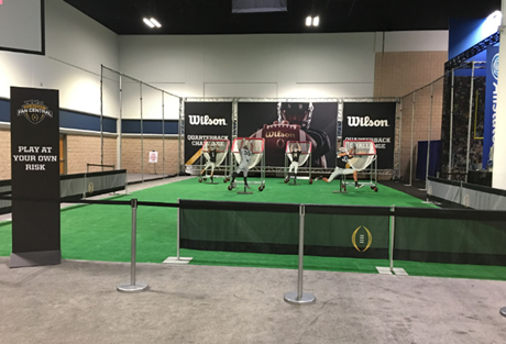 Wilson corporate activation setup with footballs