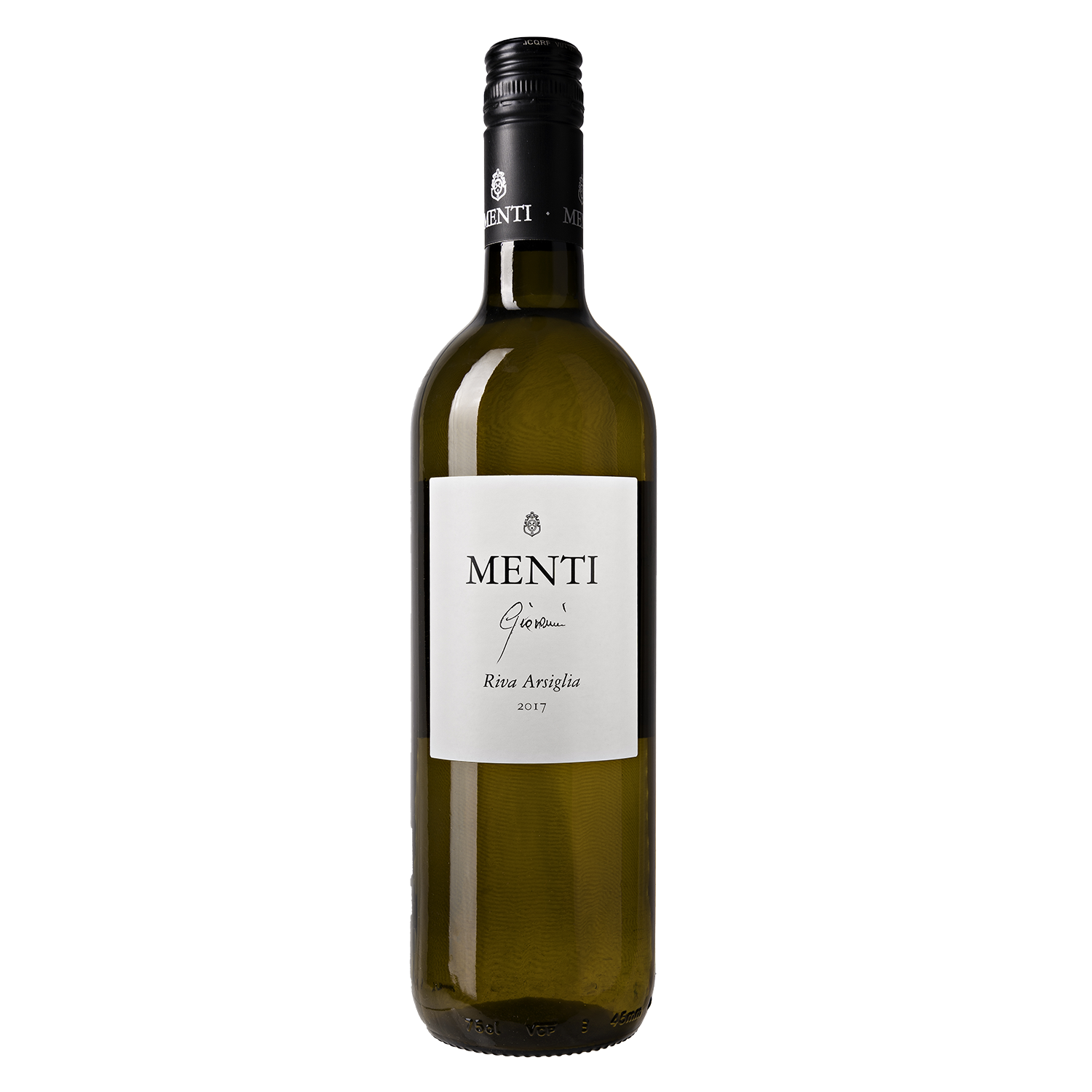 A bottle shot of Riva Arsiglia Wine by Menti