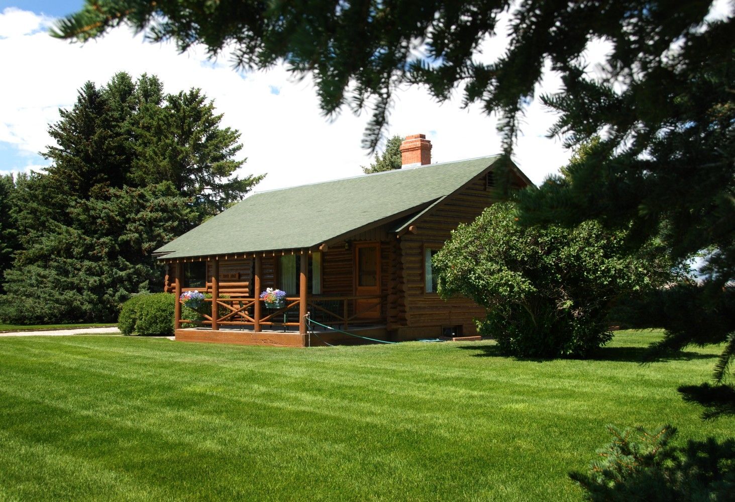 Scenic cabin view along the Madison River