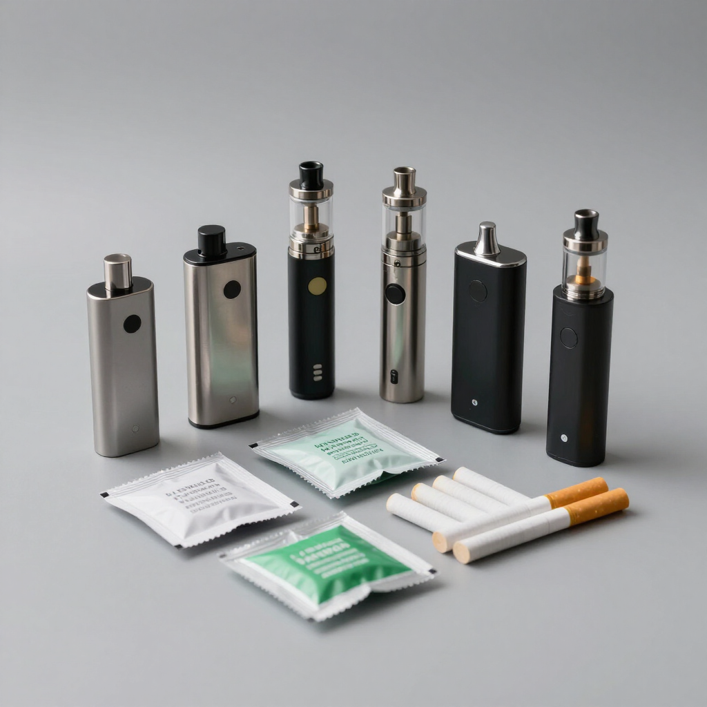 photo showing cigarettes, vapes, and other tobacco alternatives 