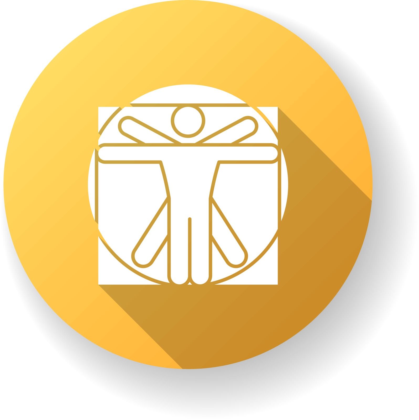 Ein gelber Kreis mit einem weißen Symbol eines Mannes in einem Quadrat