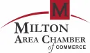 Milton Area Chamber of Commerce logo with maroon arc and red “M” over black text