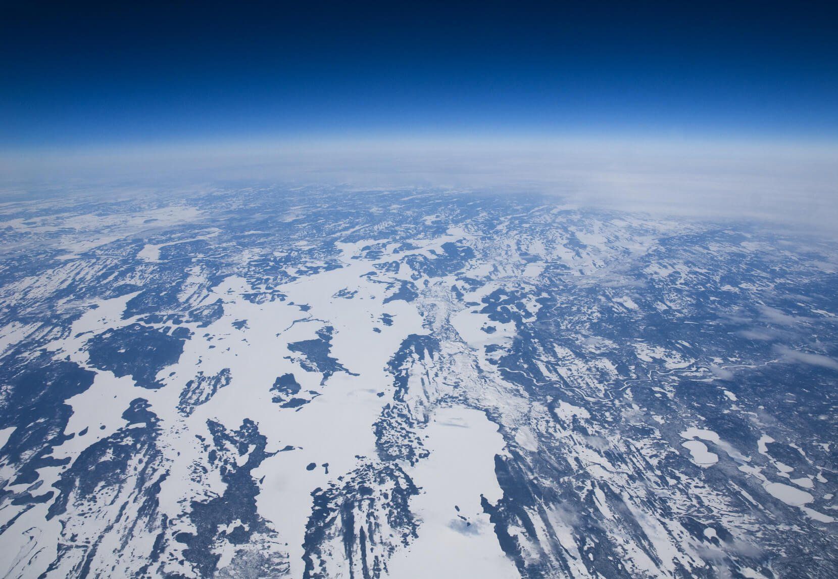 Aerial view of snowy mountains