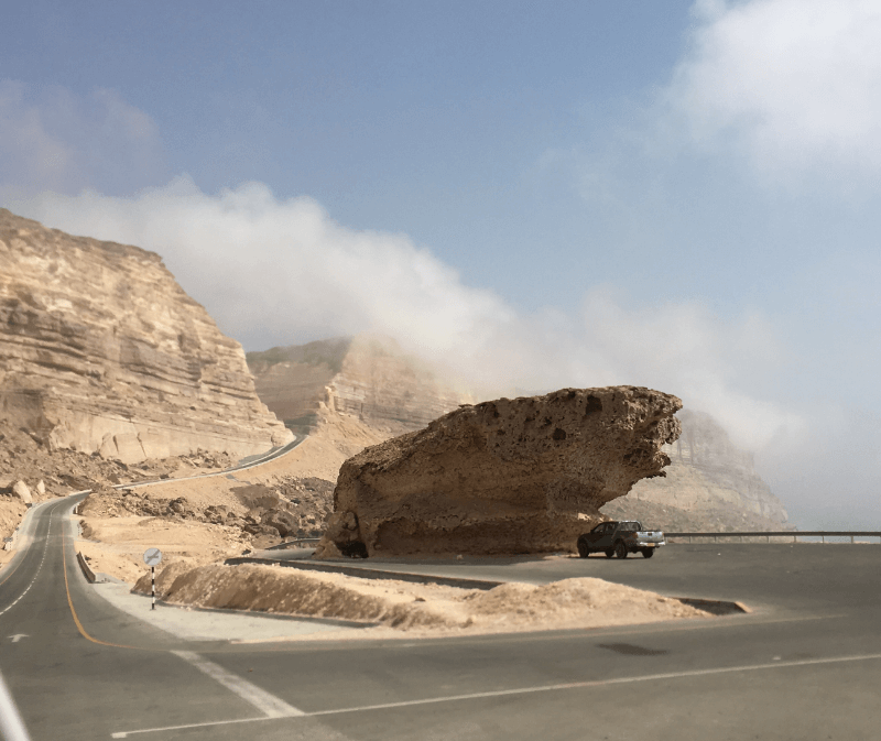Truck driving through the desert