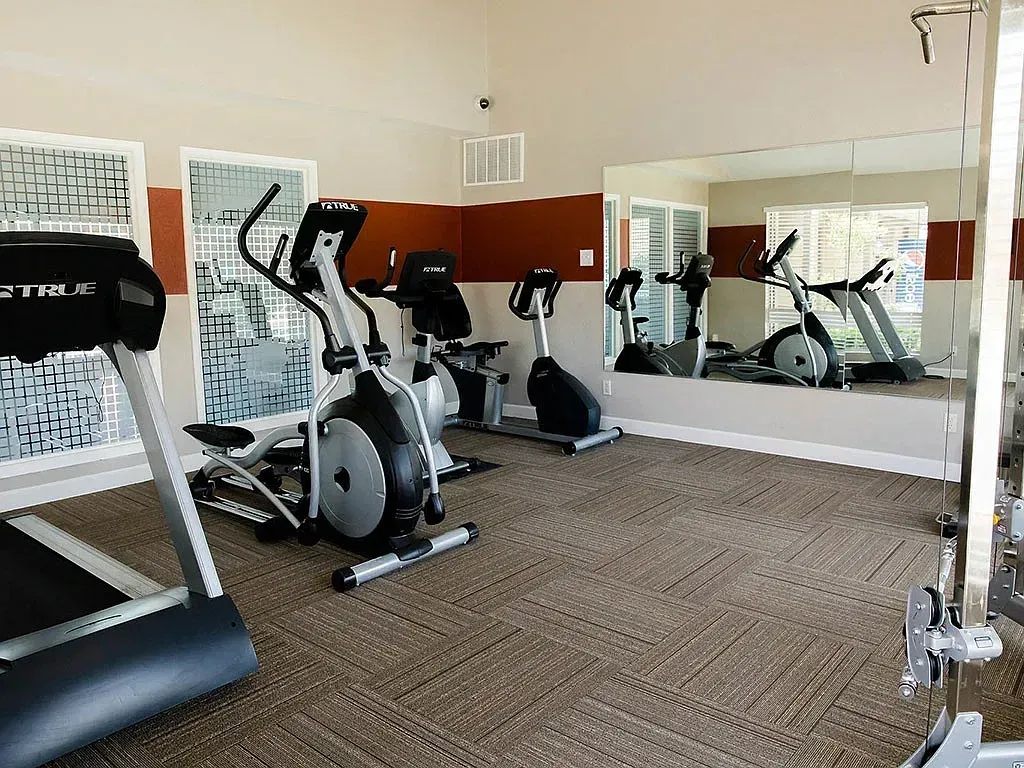 Fitness center with treadmills and elliptical machines