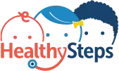 The logo for healthy steps shows a cartoon of three babies.