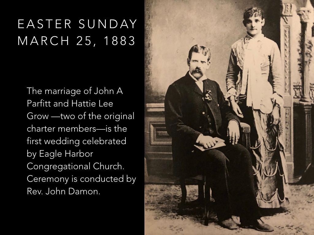 A black and white photo of a man and woman on easter sunday march 25 1883