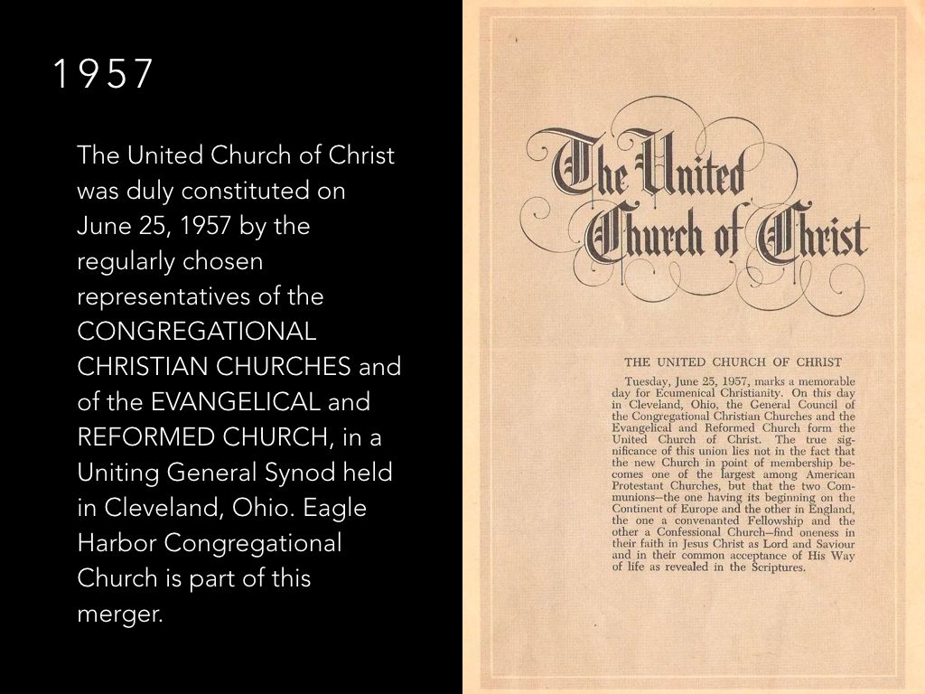The united church of christ was established in 1957