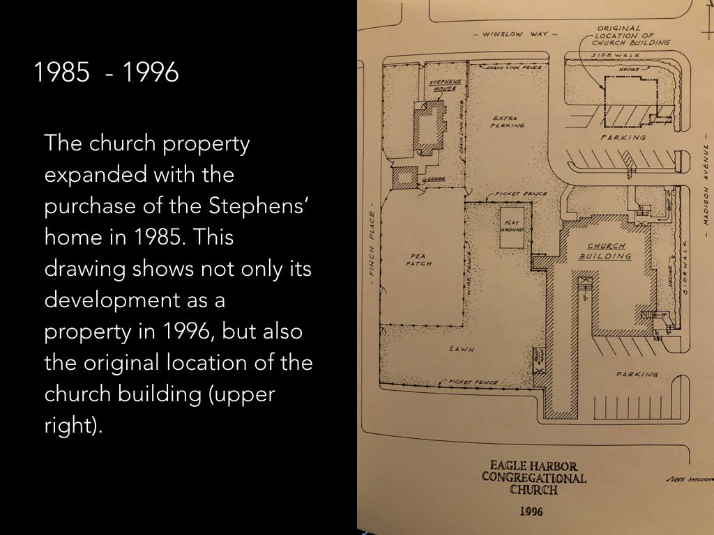 The church property expanded with the purchase of the stephens ' home in 1985