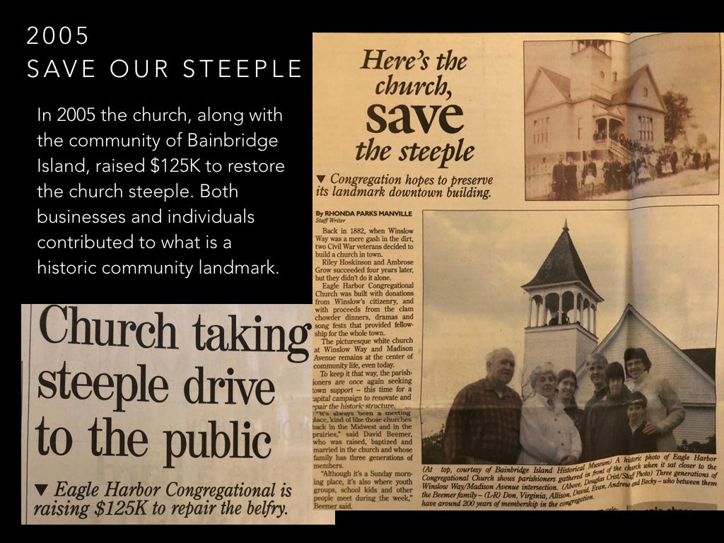 A newspaper article about a church taking steeple drive to the public