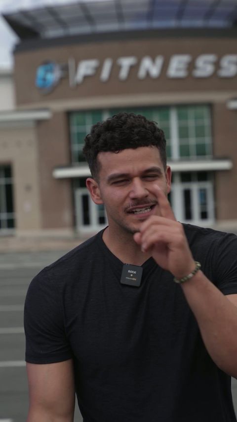 Anthony presents to camera outside GF Fitness — video frame