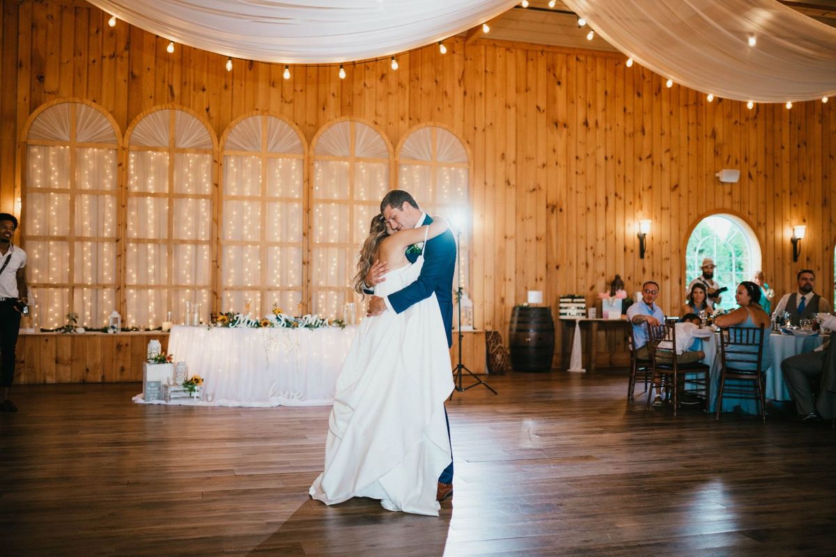 Mariana and Max dancing in the reception room