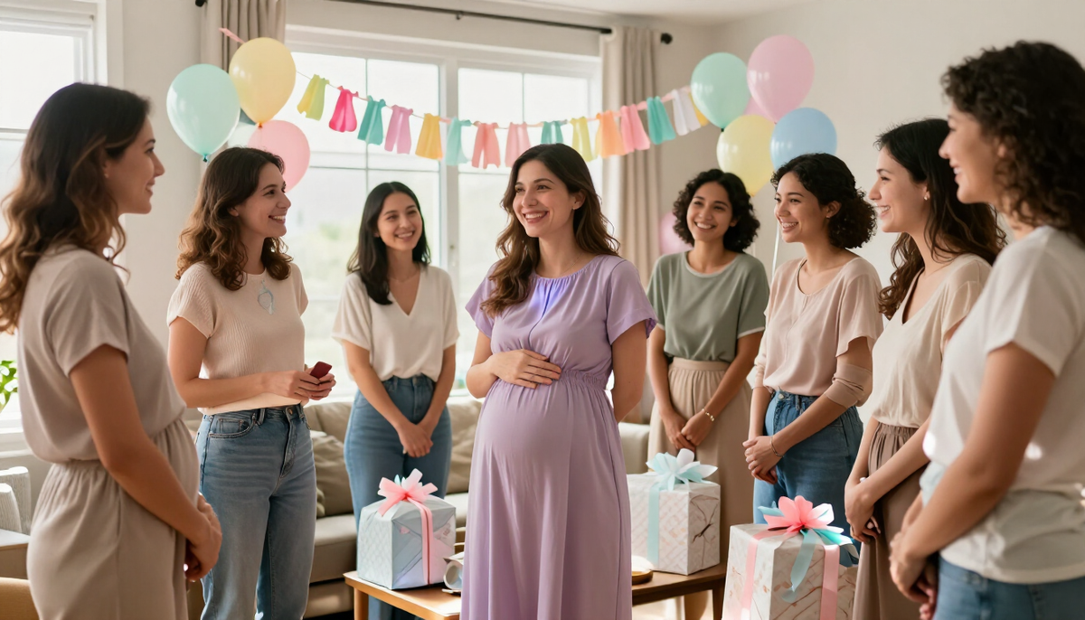 Baby showers being photographed and filmed