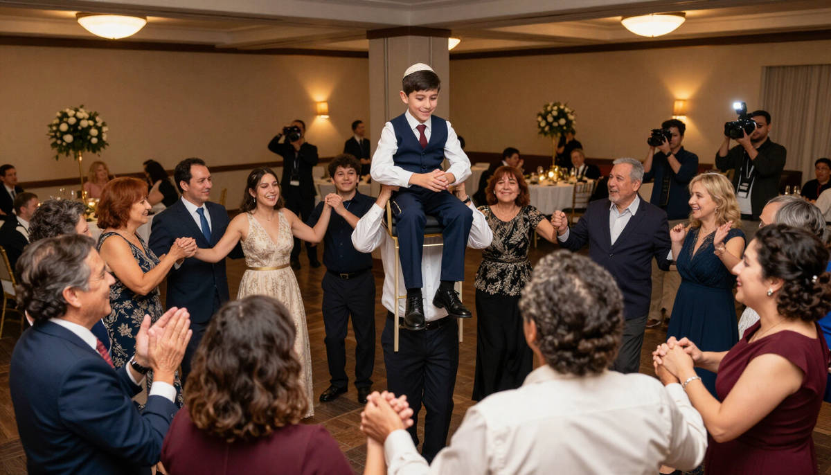 Bar and Bat Mitzvahs being photographed and filmed