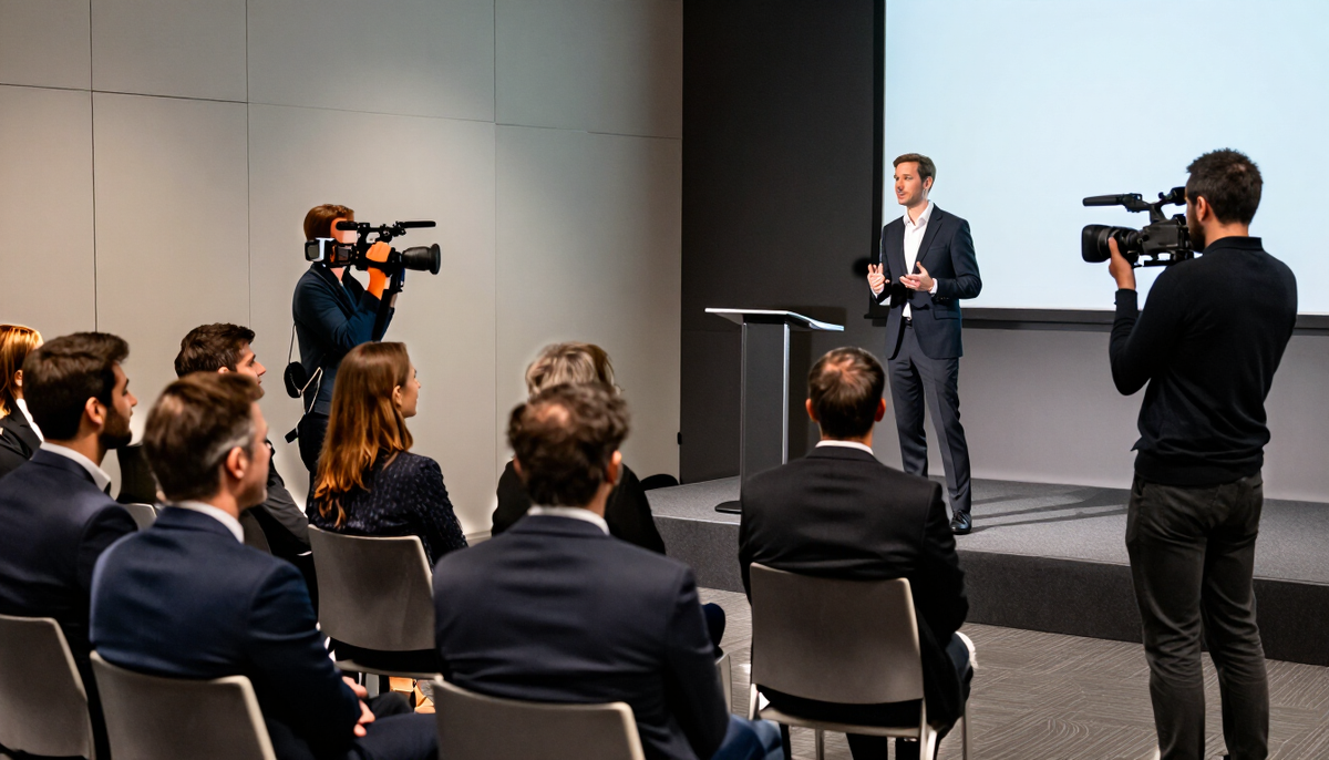 Conferences being photographed and filmed