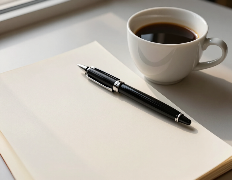 Illustration of a pen resting on a blank contract page