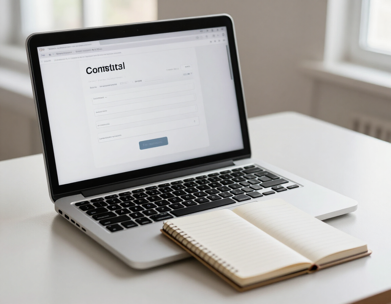 Illustration of a laptop showing a simple contact form layout