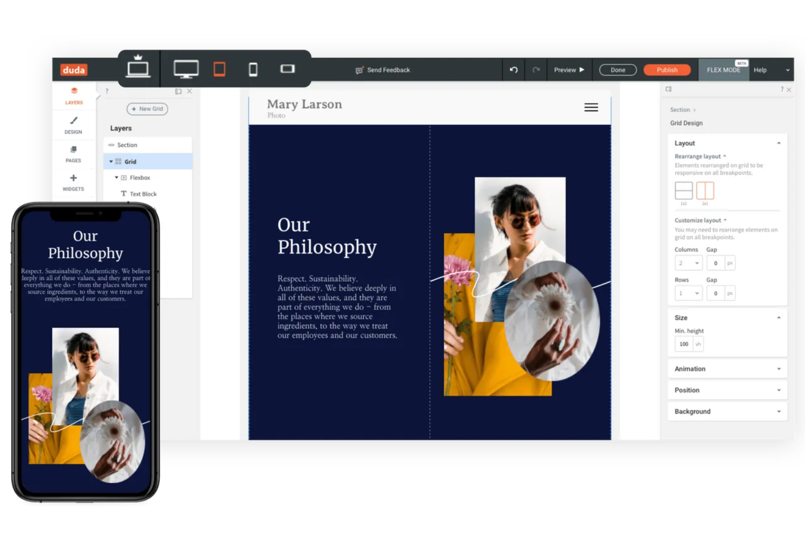 A screenshot of a website on a phone and a computer.
