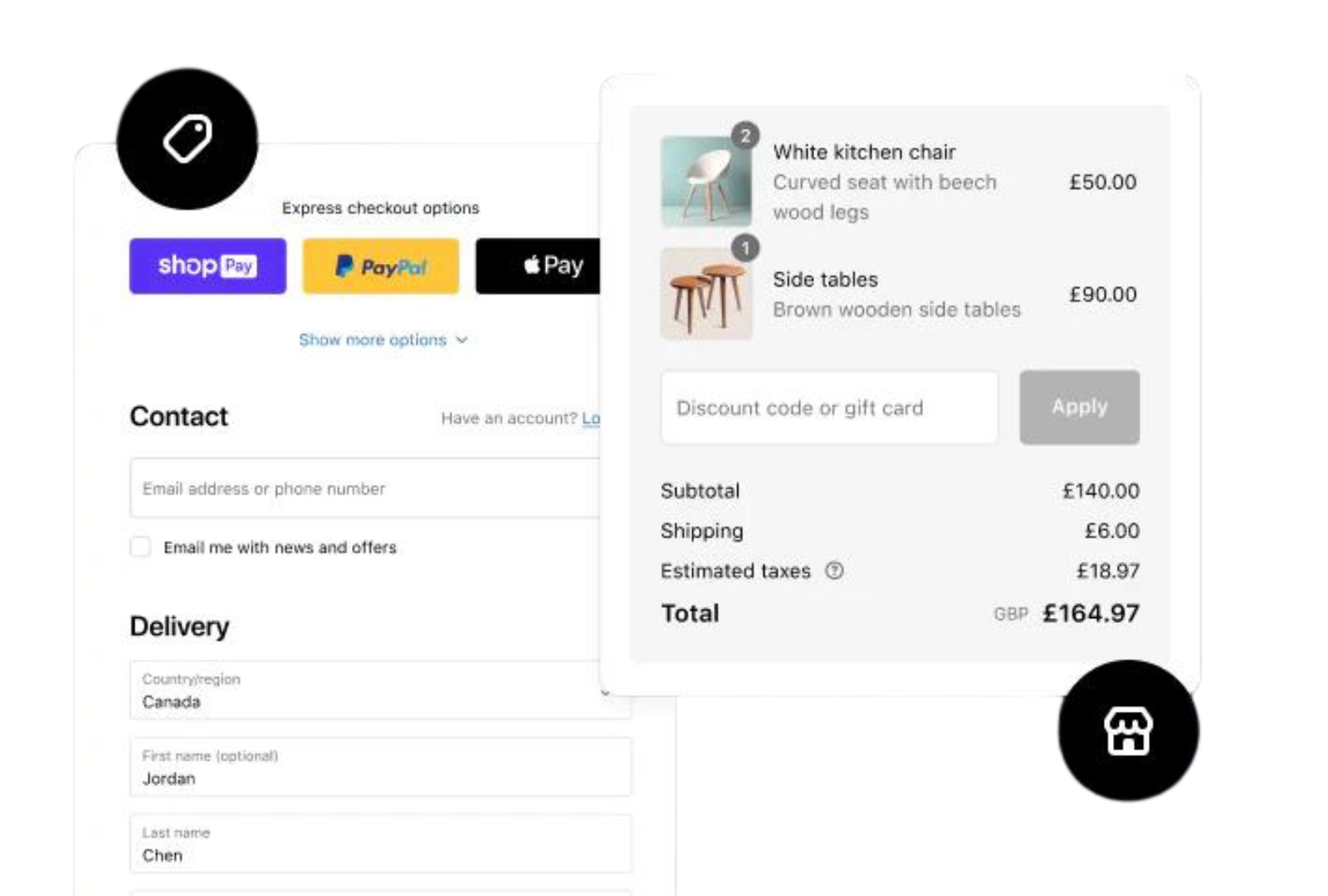 A screenshot of a shopping cart on a website.