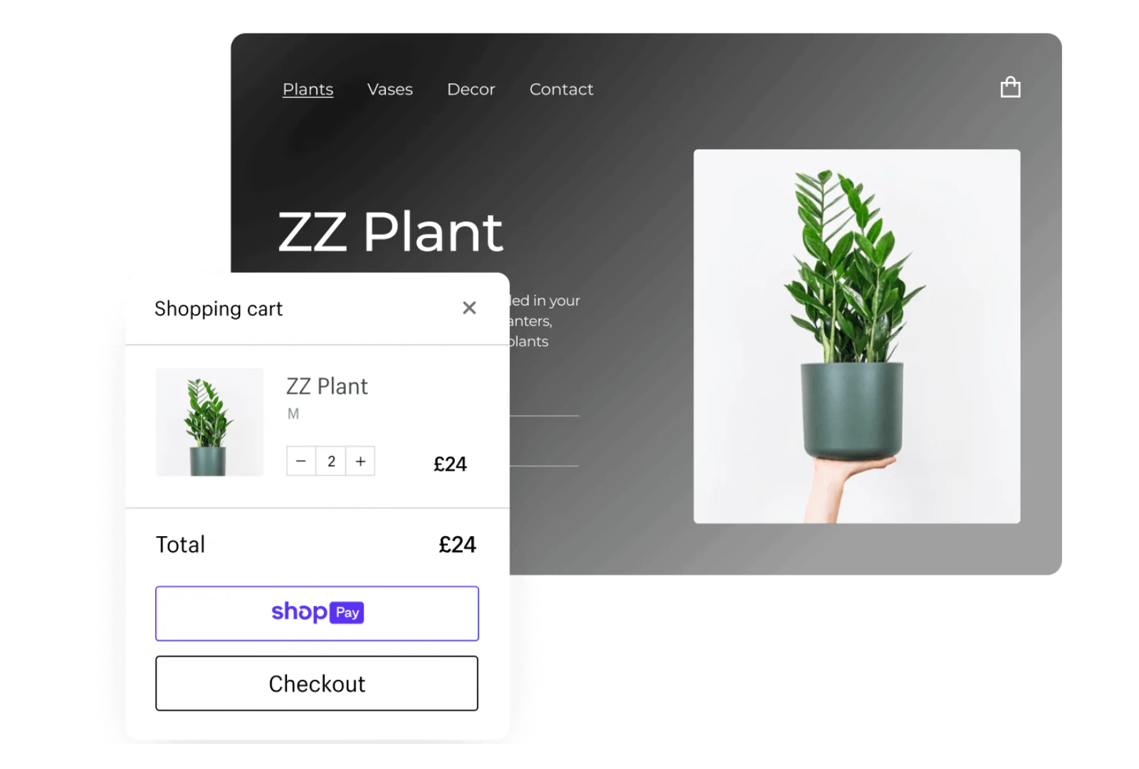 A person is holding a potted plant in their hand.