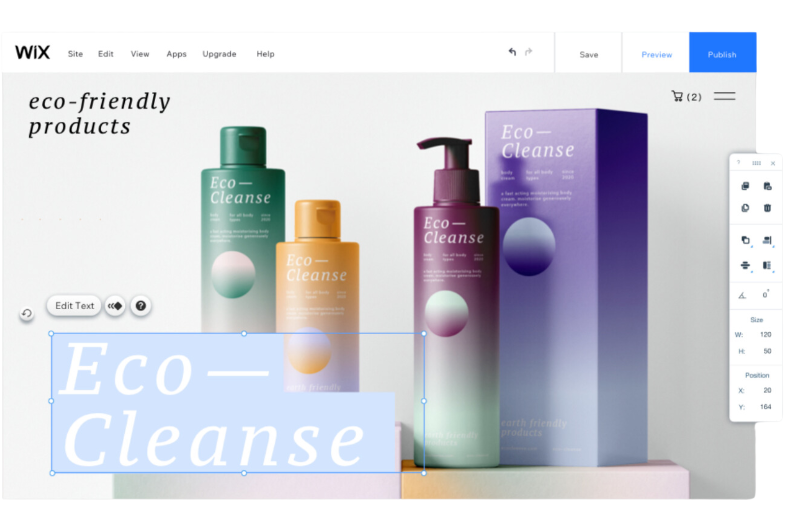 A screenshot of a website for eco-friendly products.