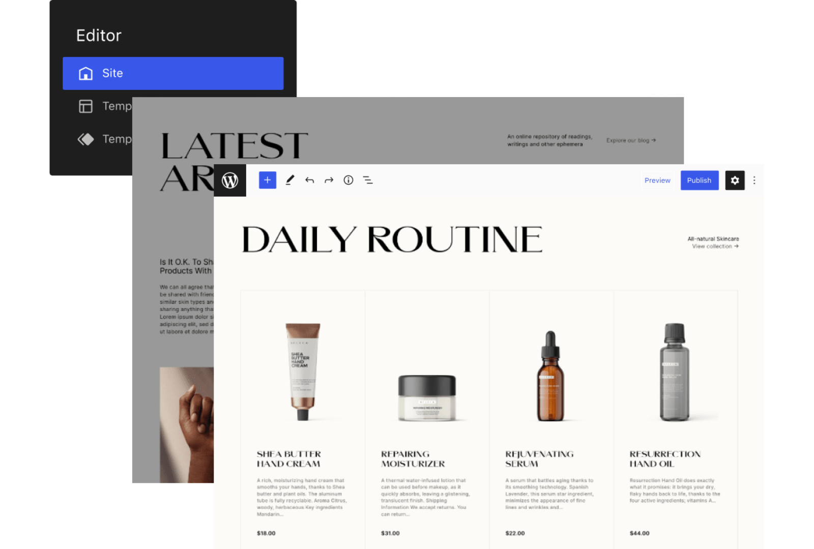 A screenshot of a website for a daily routine.