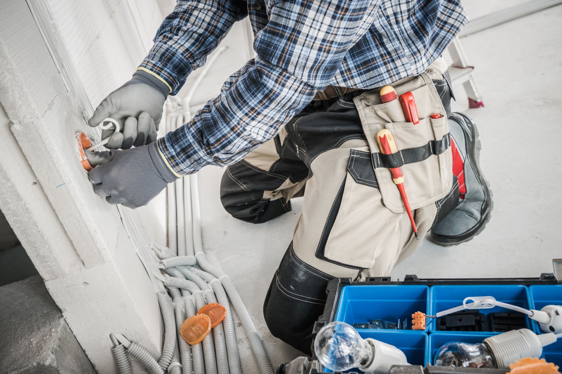 Electrical work on a construction project