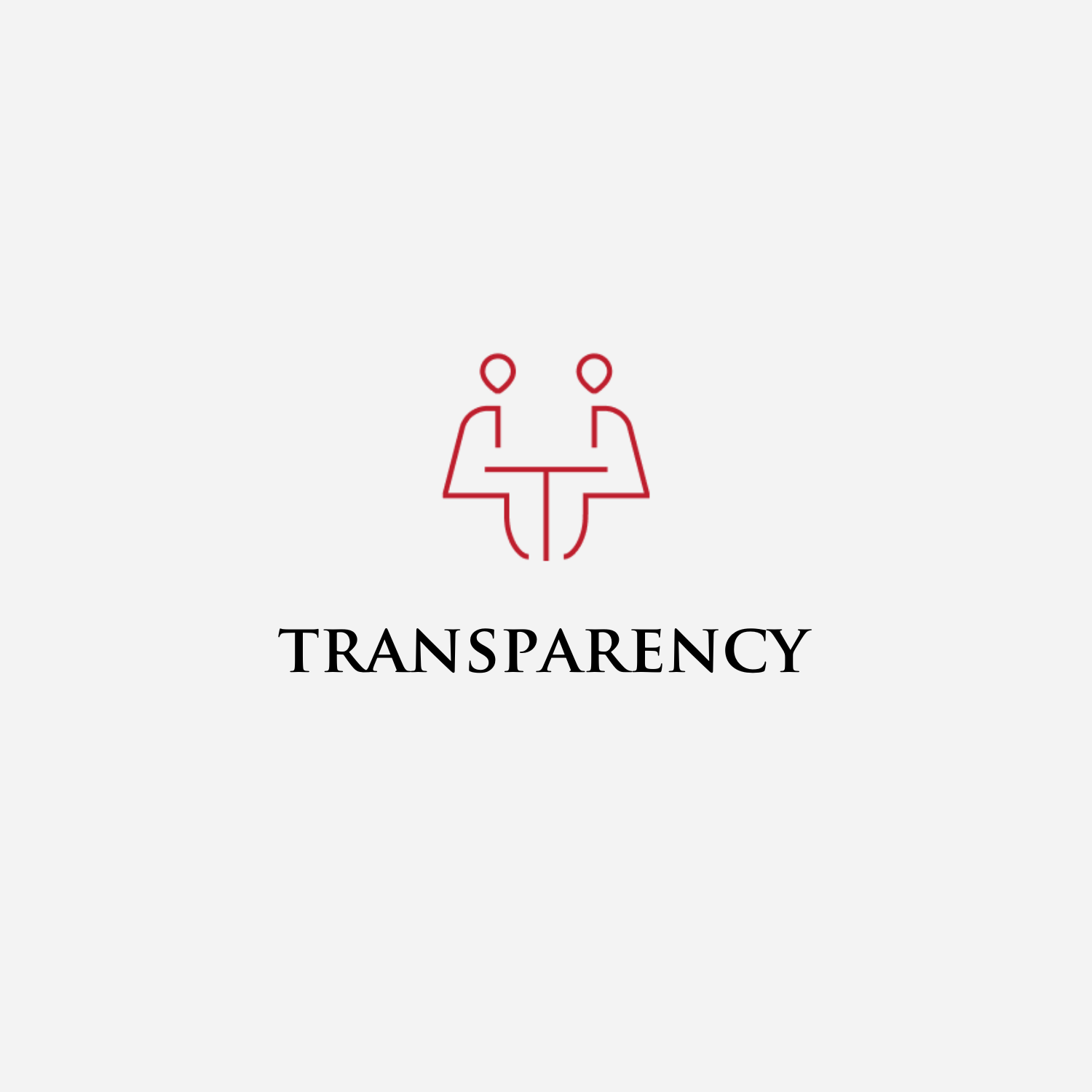 A logo for a company called transparency with two people sitting next to each other.