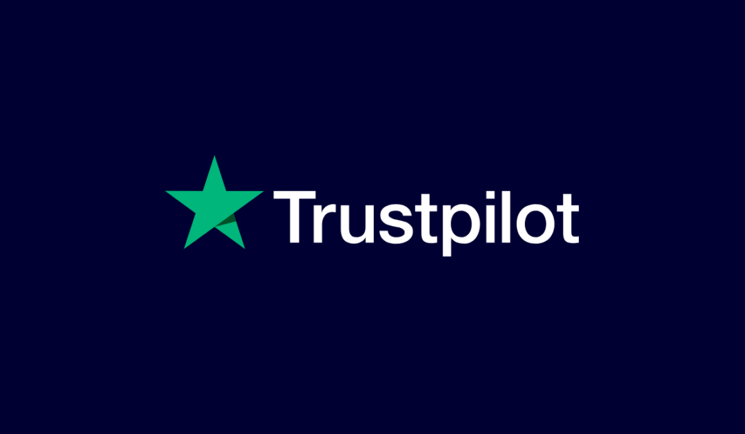 a logo for trustpilot with a green star on a dark blue background