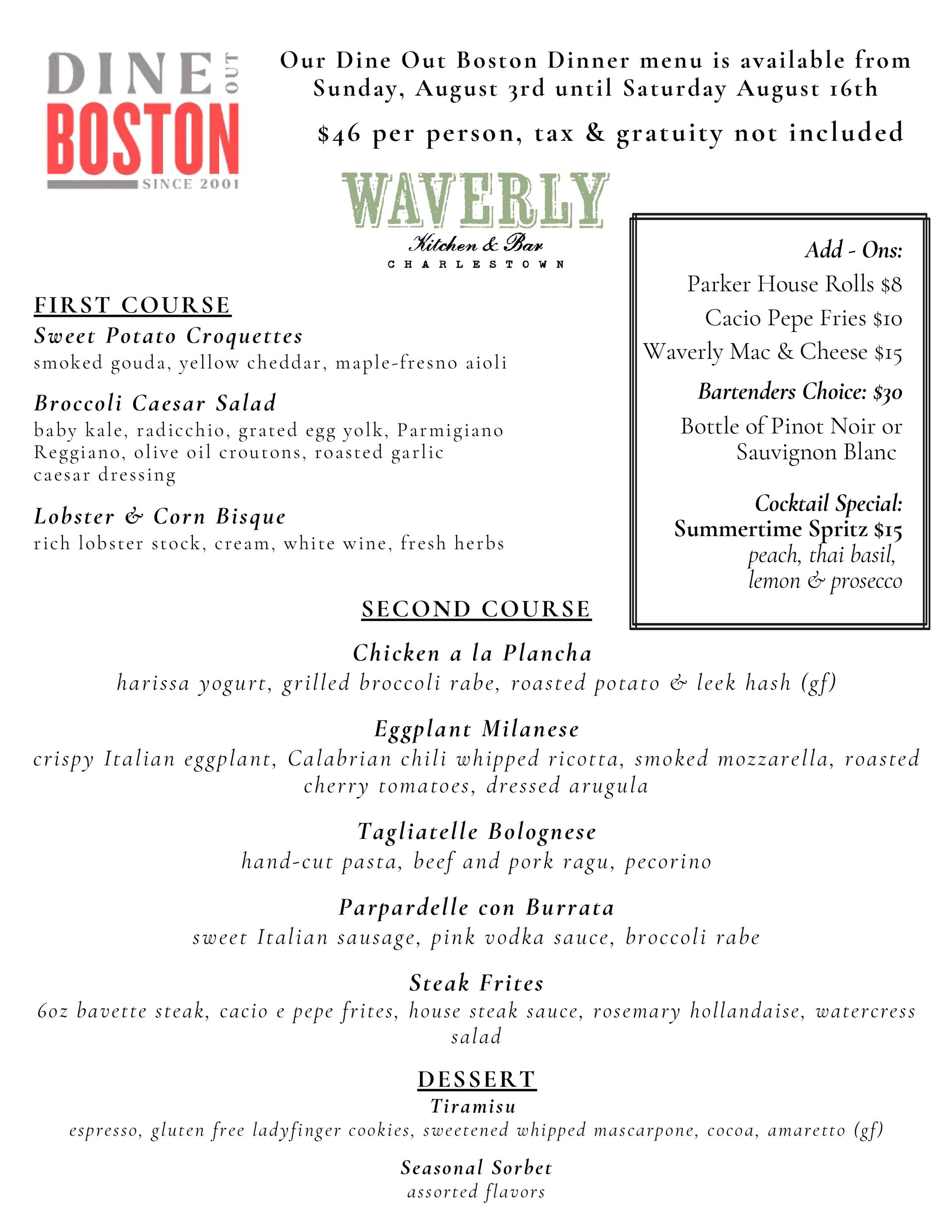 Waverly Kitchen & Bar is a restaurant located in Boston's Charlestown neighborhood.