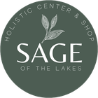 The logo for the holistic center and shop sage of the lakes