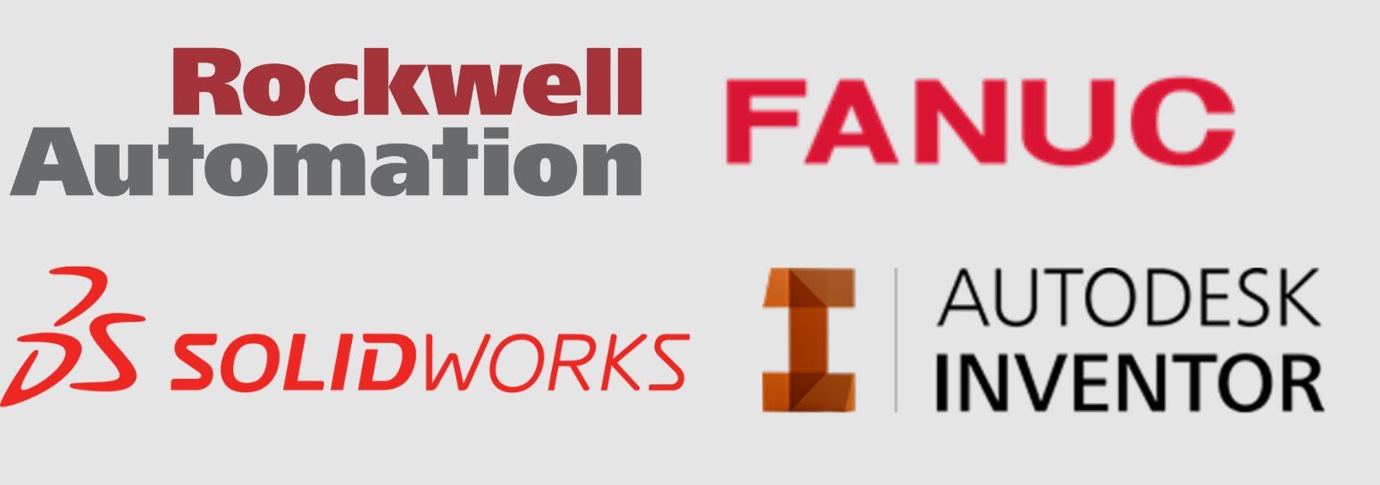 Logos. Rockwell Automation, FANUC, Solidworks, Autodesk Inventor