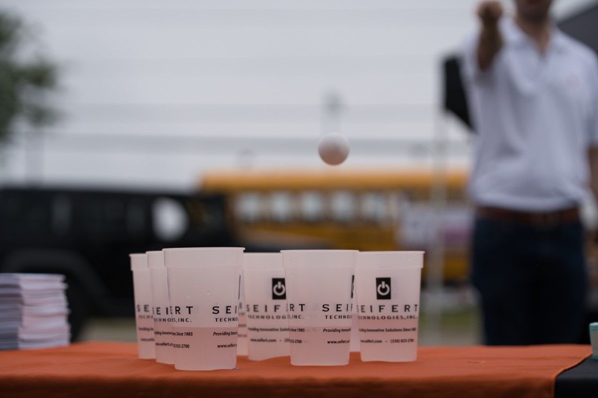 Seifert cups being used for a game of pong