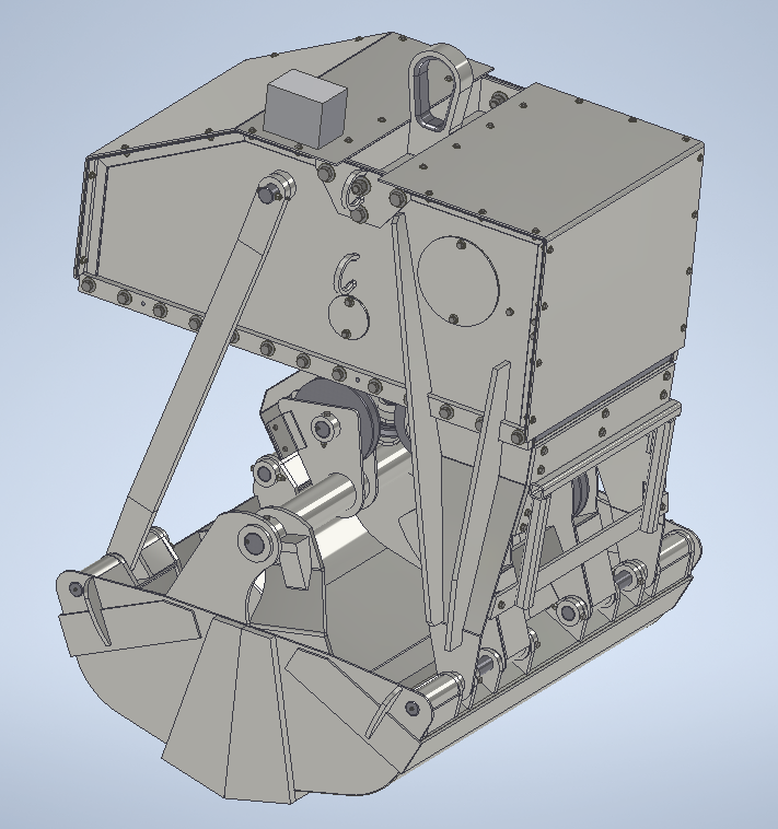 CAD drawing of clamshell isometric closed