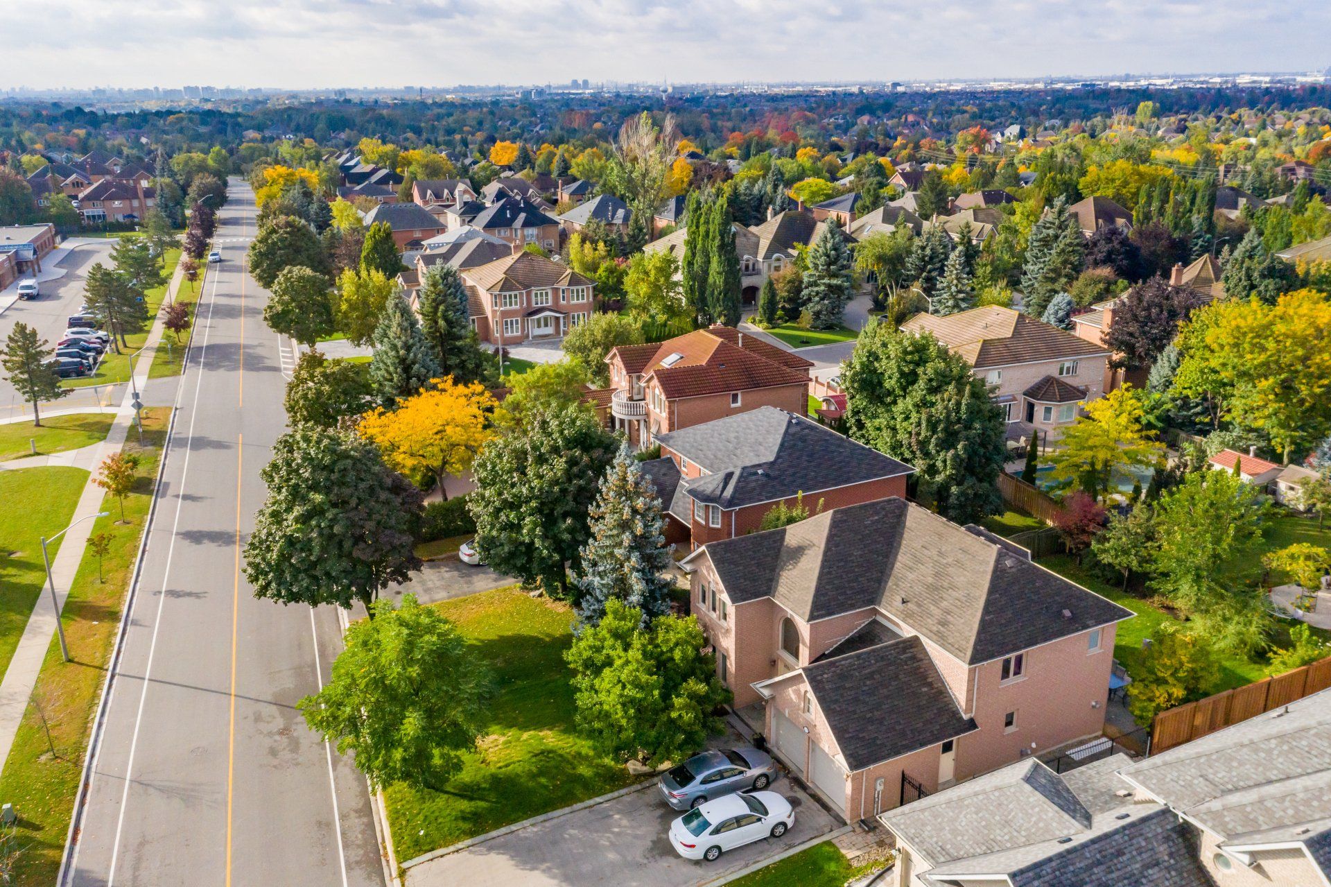 Aerial view of homes