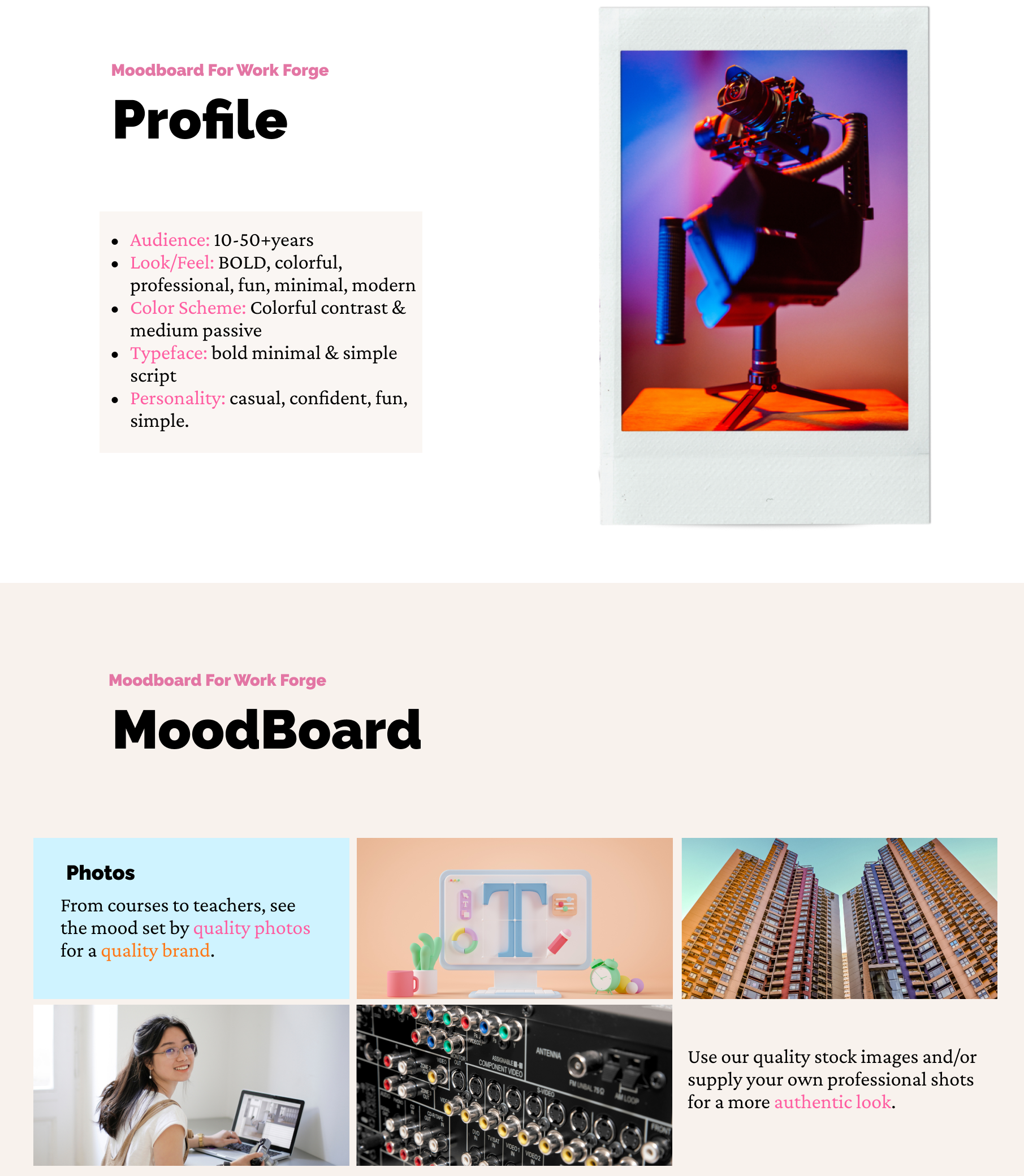 Example Branding Package - Mood board