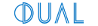 The word dual is written in blue on a white background.