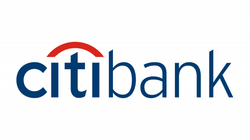 Citibank logo: blue wordmark with a red arc above the