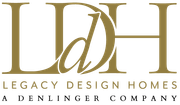The logo for legacy design homes a denlinger company