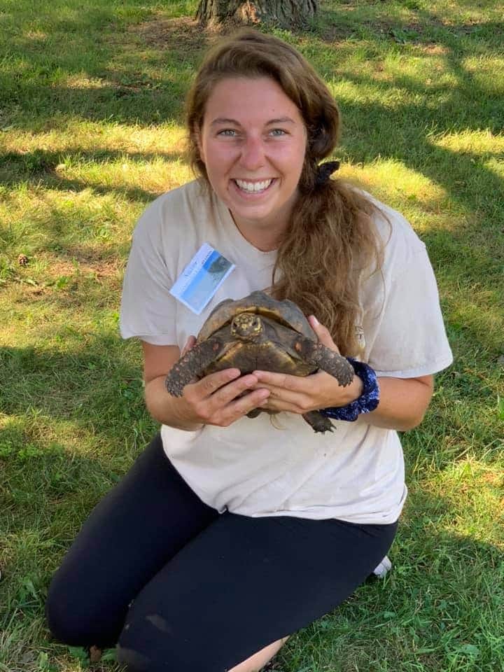 Park Leader holding Turtle