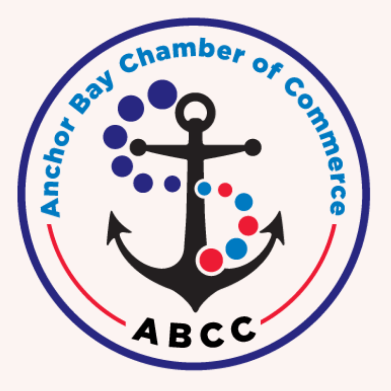 The logo for the anchor bay chamber of commerce.