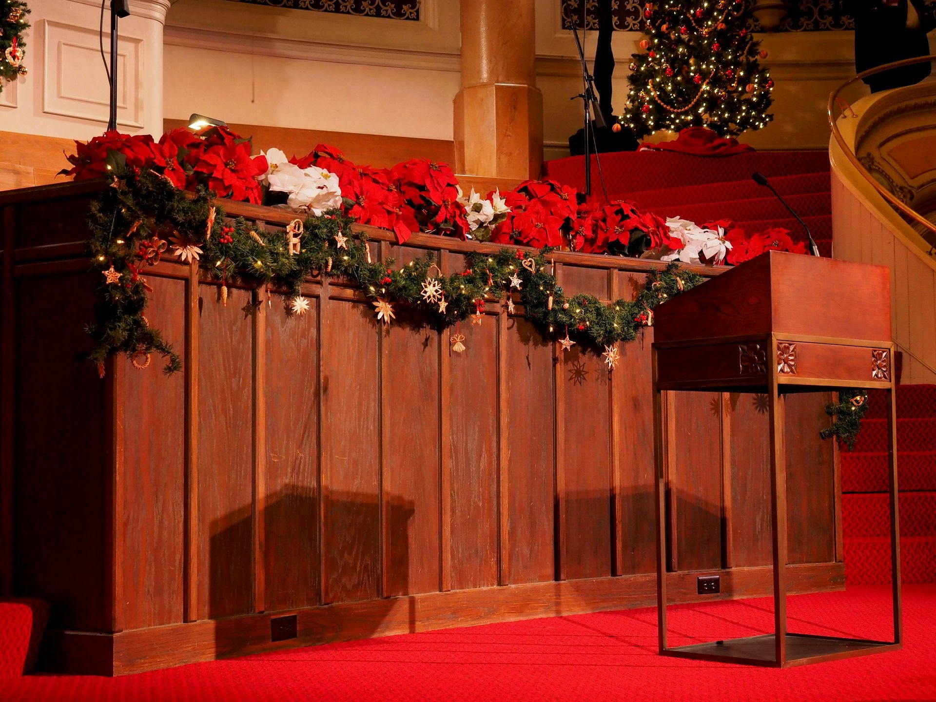 Christmas church service with decoration