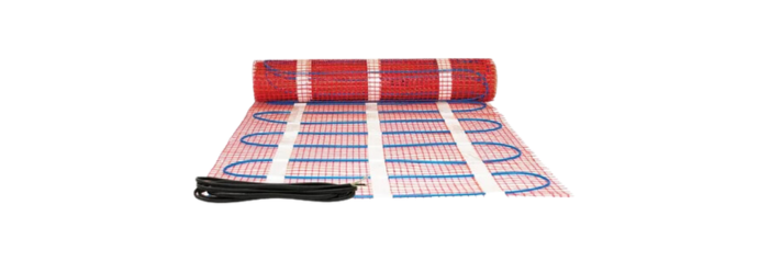 A roll of underfloor heating mat with a cord attached to it.