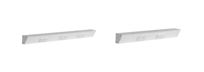 Two white bricks are sitting next to each other on a white surface.