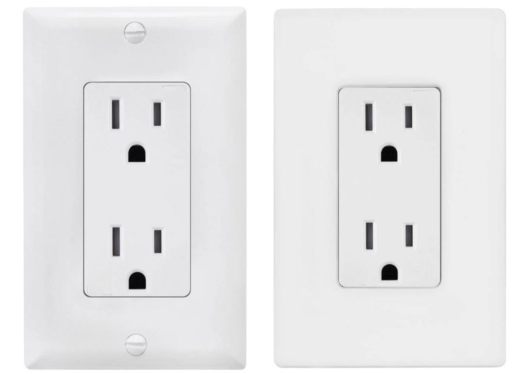 Two white electrical outlets on a white wall.